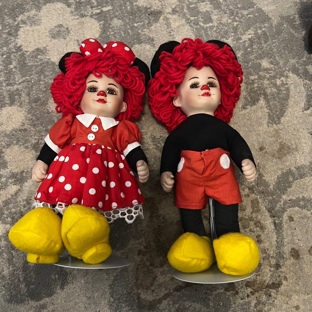 Marie Osmond Fine Porcelain Twins Collector Dolls Mickey Minnie Mouse Inspired